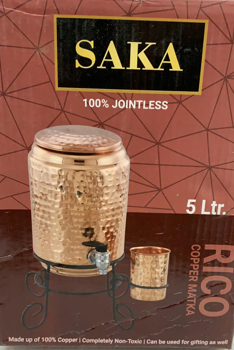 SAKA Copper Matka with Stand 5 LTR