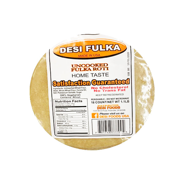Desi Uncooked Fulka Roti 18 Count