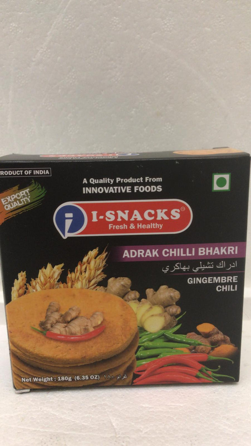 I Snacks Adrak Chilli Bhakri 180 GM