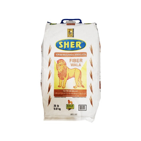 Sher Durum White Whole Wheat Atta 20LB