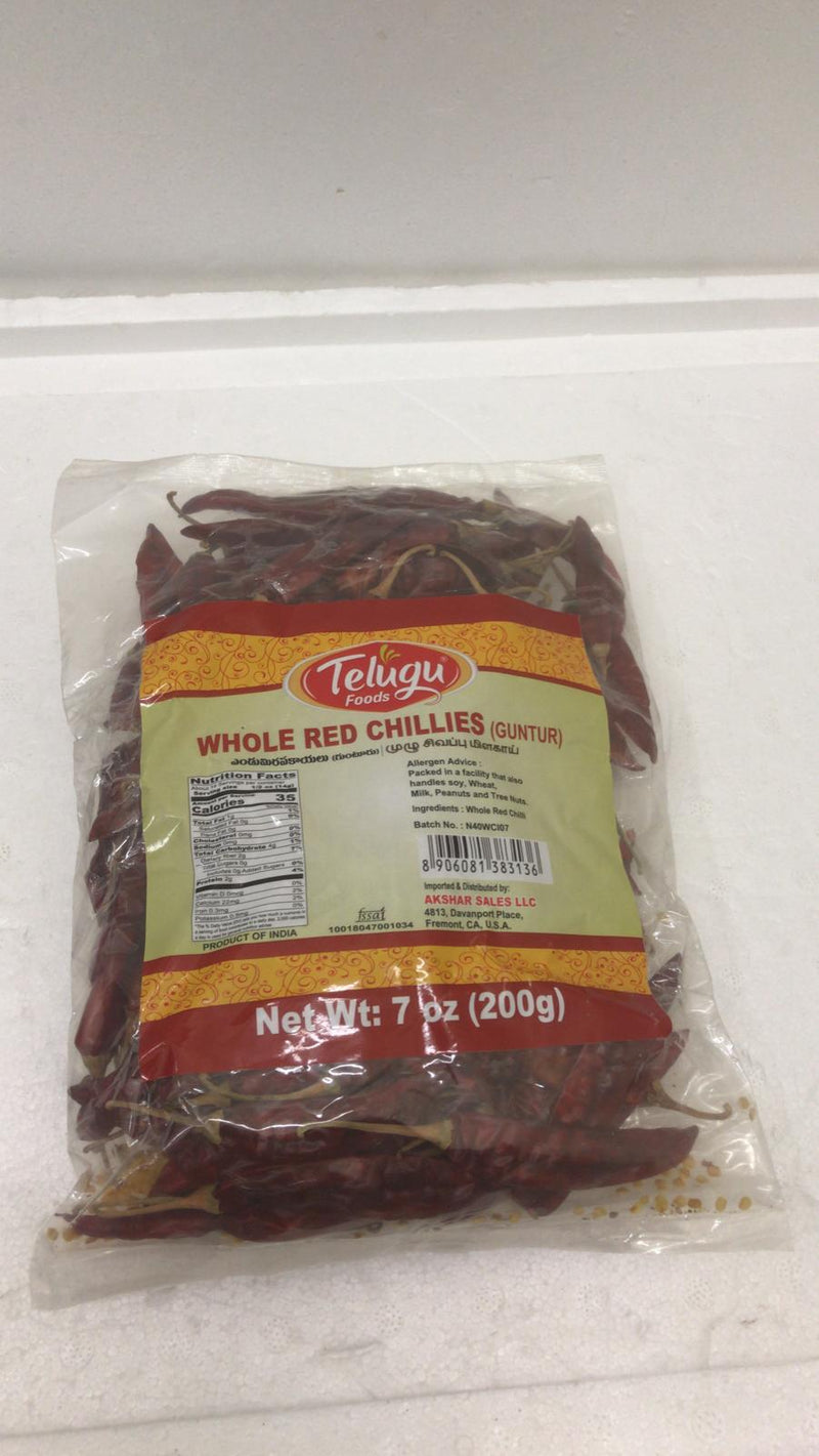 Telugu Foods Whole Red Chillies 200GM